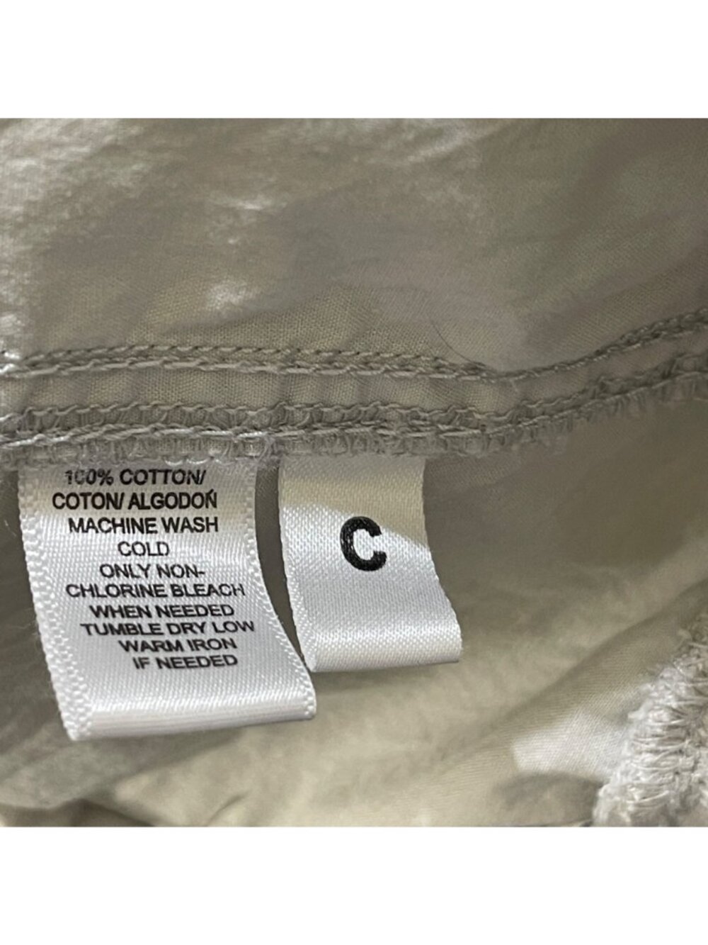 Lou & Grey Light Khaki Pant Size XS Elastic Waist Drawstring Cream Cotton - Picture 6 of 6